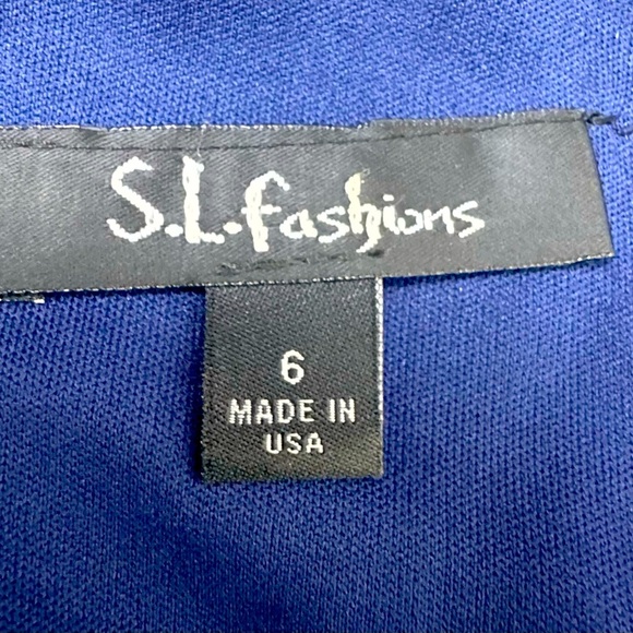 S.L. Fashions Stunning Navy Layered Midi Dress Beaded Neckline Stylish Size 6 - Picture 10 of 10